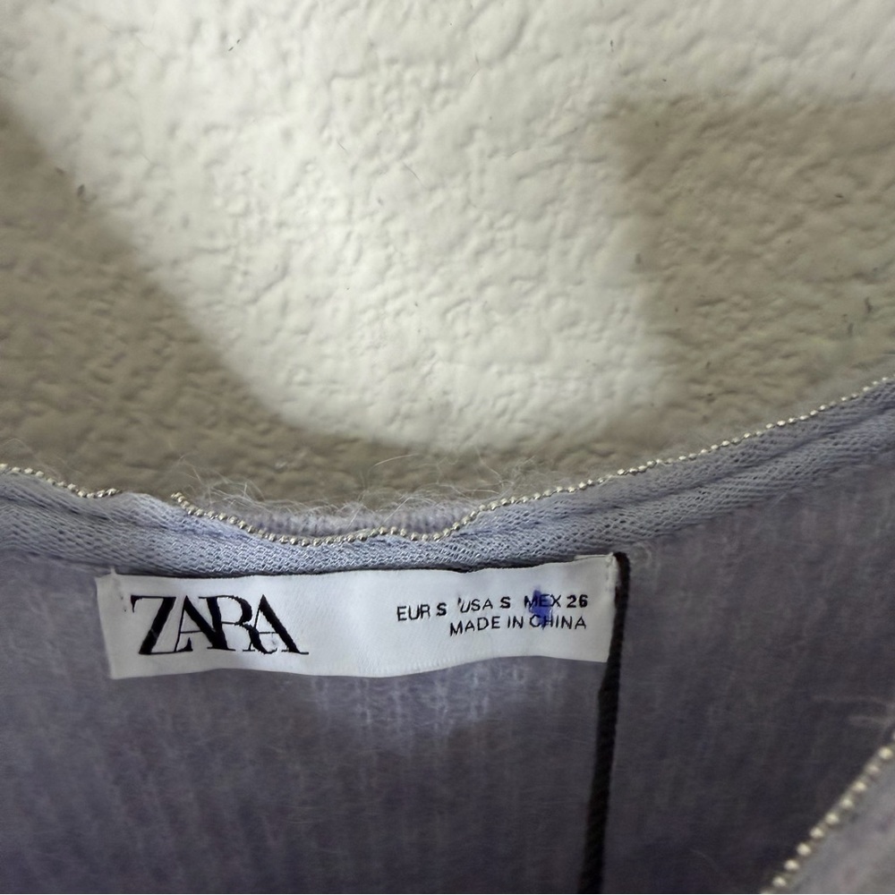 NWT Zara Wool‎ Alpaca Beaded Strappy Dress Gray Sleeves Midi Tank Women’s Size S - Picture 6 of 7